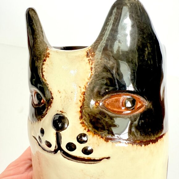 Ceramic Boston Terrier/Frenchie Pottery Planter Pot - Picture 6 of 13